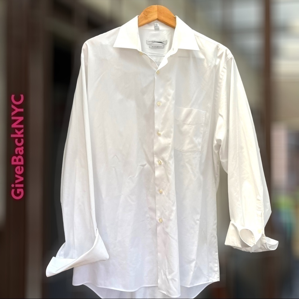 Geoffrey Beene White Button Down Dress Shirt 17 34/35